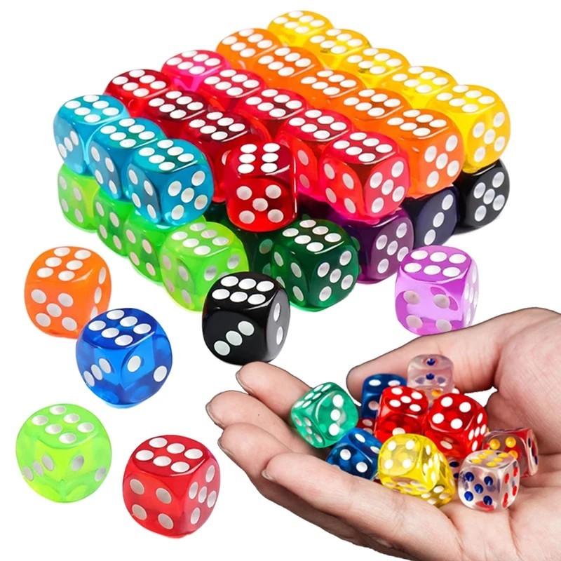 Isi 50Pcs 14Mm Dadu Warna Warni Dice Set Dadu Transparan Sudut Bulat Dadu Bening Board Game
