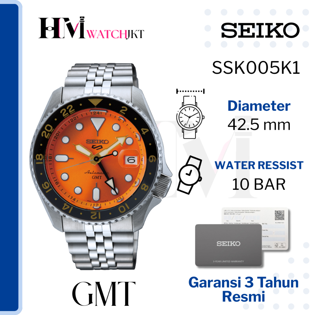 SEIKO 5 Sport GMT SSK003K1 Jam Tangan Pria Original Analog Automatic GMT Dive Antiair
