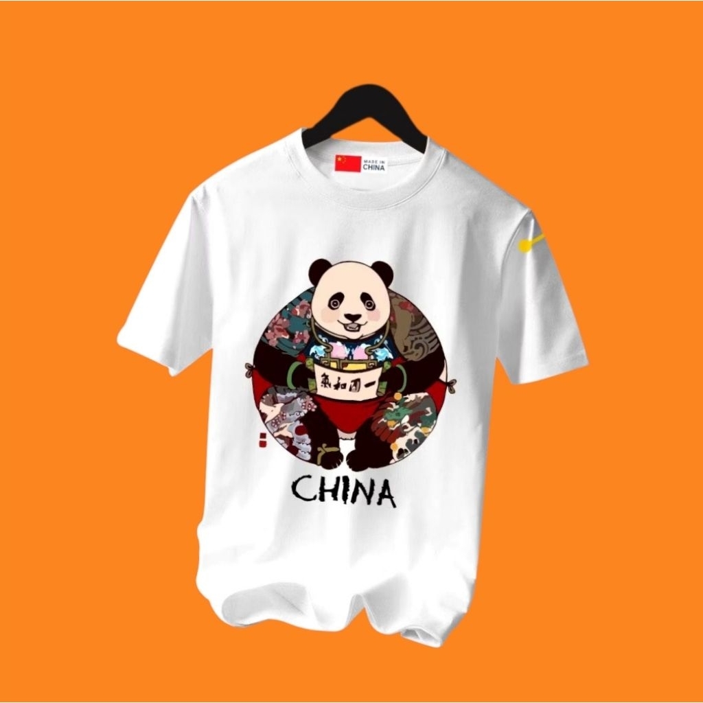kaos oleh oleh negara China Panda LUCU BAJU KAOS OLEH OLEH CHINA BEIJING, PAKAI TAG NEGARA ASAL BAHA