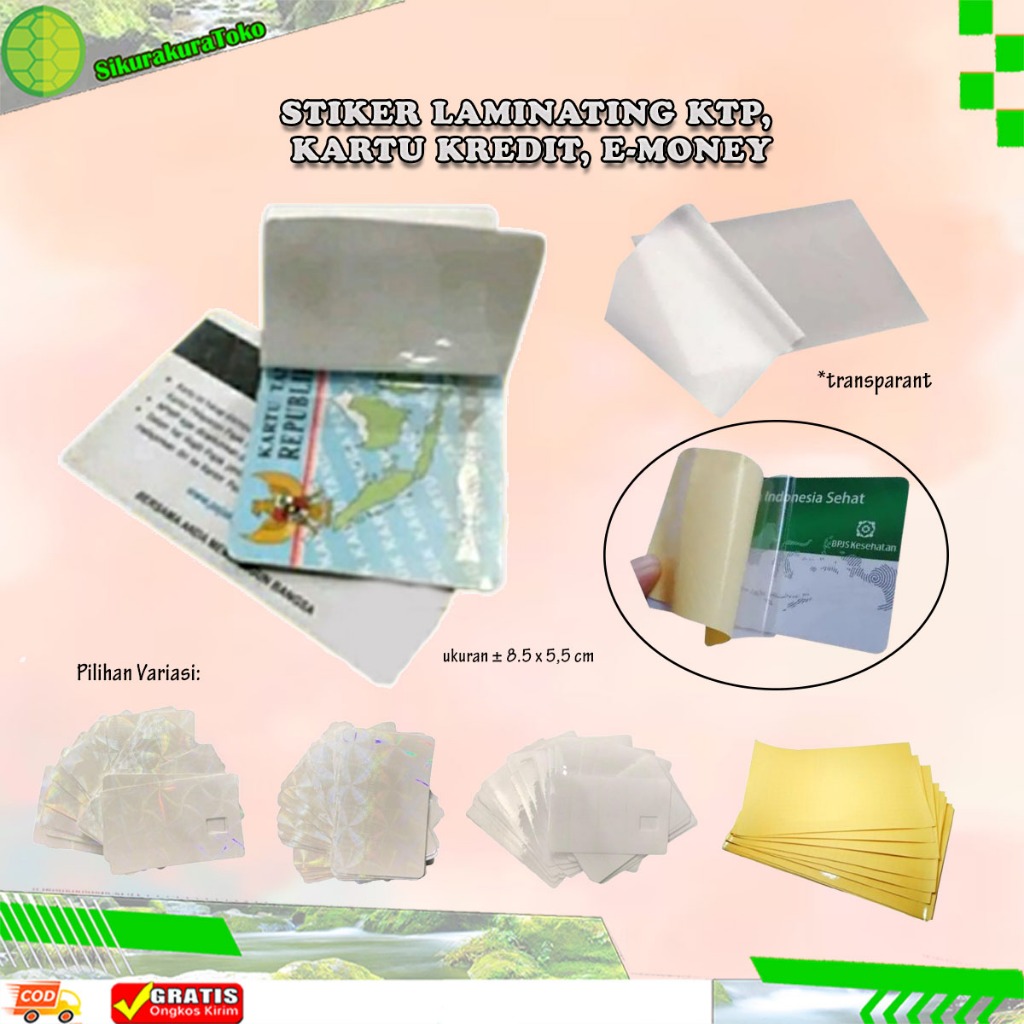

(sko) Stiker Anti Gores Laminating KTP SIM / Kartu Kredit Credit Card ATM Lem Praktis Bisa pasang sendiri