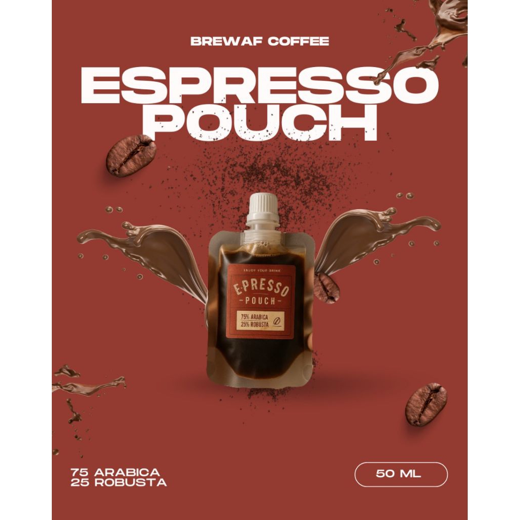 

Brewaf Coffee || Espresso pouch 50ml 100% Coffee beans Premium