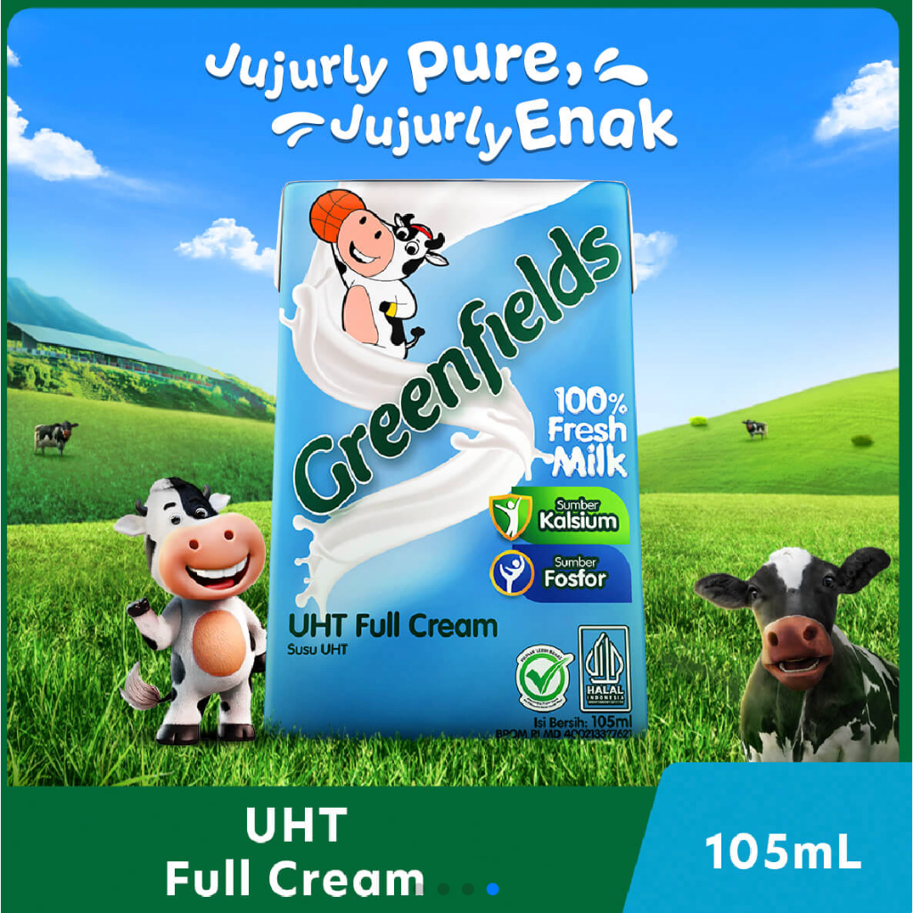 

SUSU GREENFIELDS UHT FULL CREAM SUSU UHT GREENFIELD FULLCREAM 105 ML