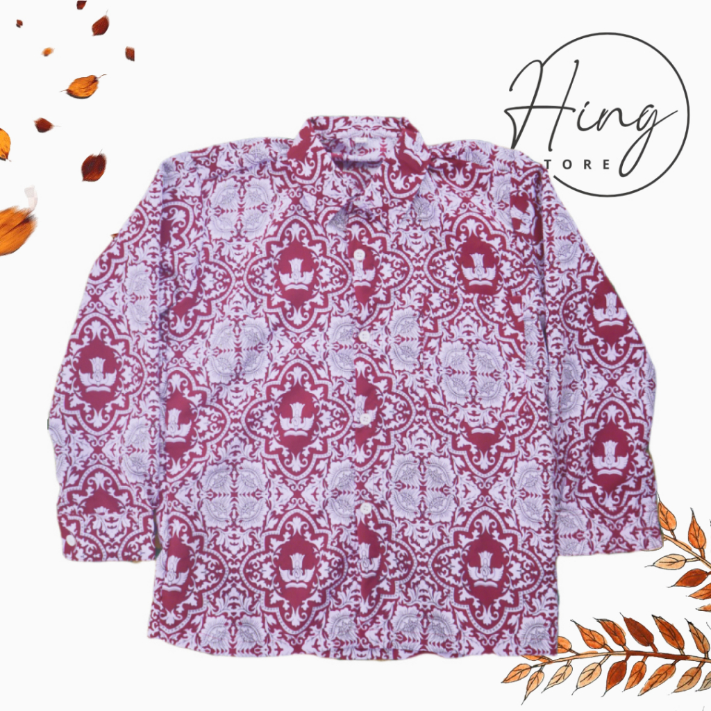 Fashion Seragam Anak Sekolah SD Batik Bunga Bangsa Merah Lengan Pajang