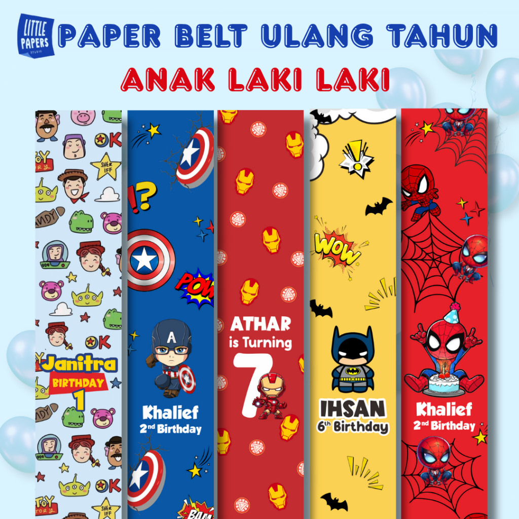 

Paper Belt Ulang Tahun Anak Free Custom Nama SuperHero Littlepapers