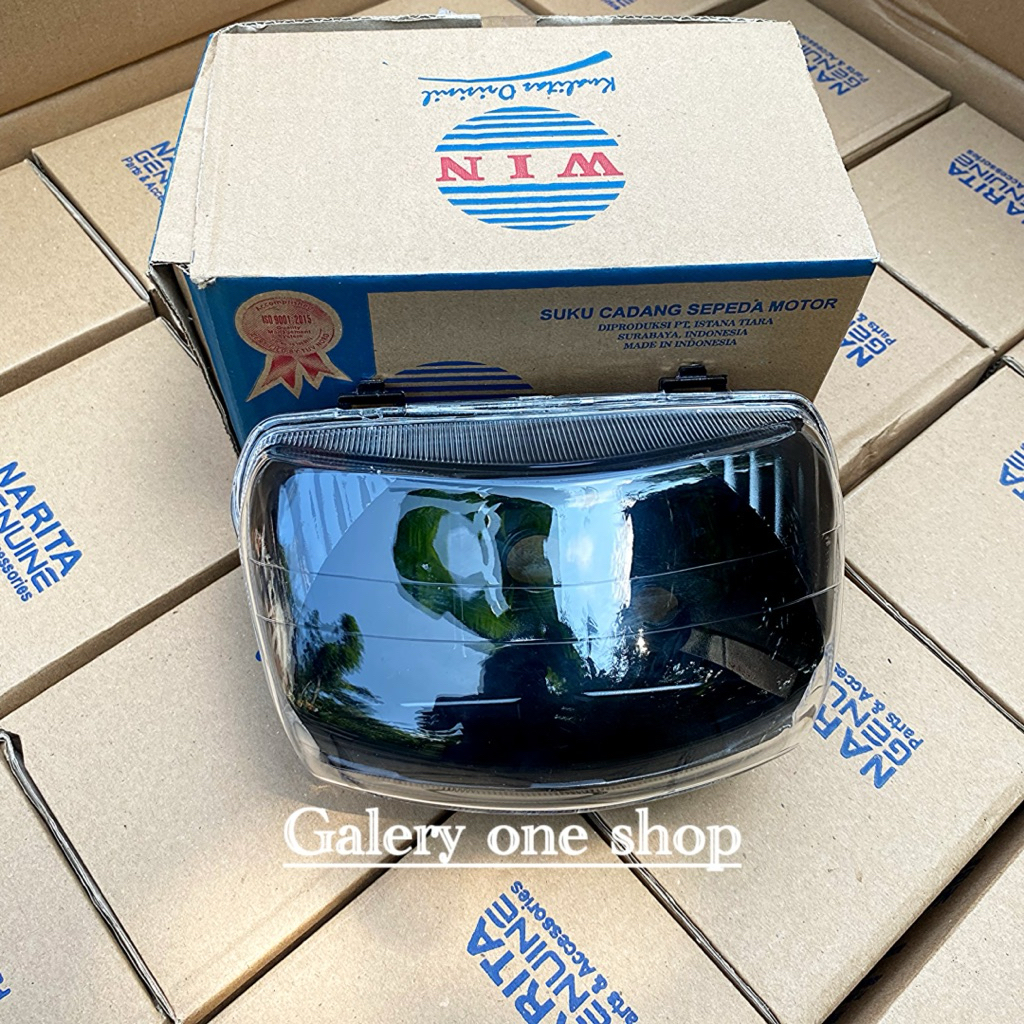 Reflektor set Mika lampu Depan Legenda 2 Custom hitam smoke untuk bahan Biled