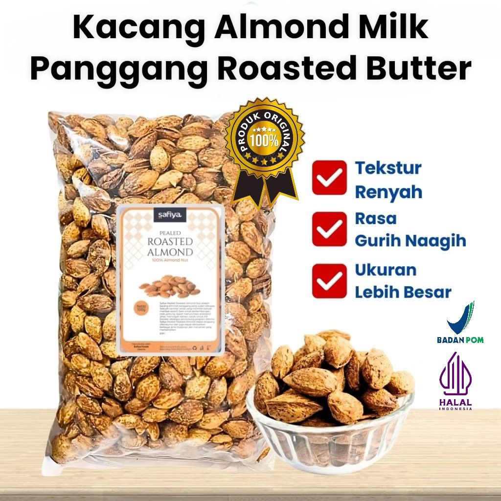 

Kacang Almond 1 Kg Milk Panggang Roasted Butter Renyah dan Gurih | Kacang Arab Oleh-Oleh Haji Dan Umrah