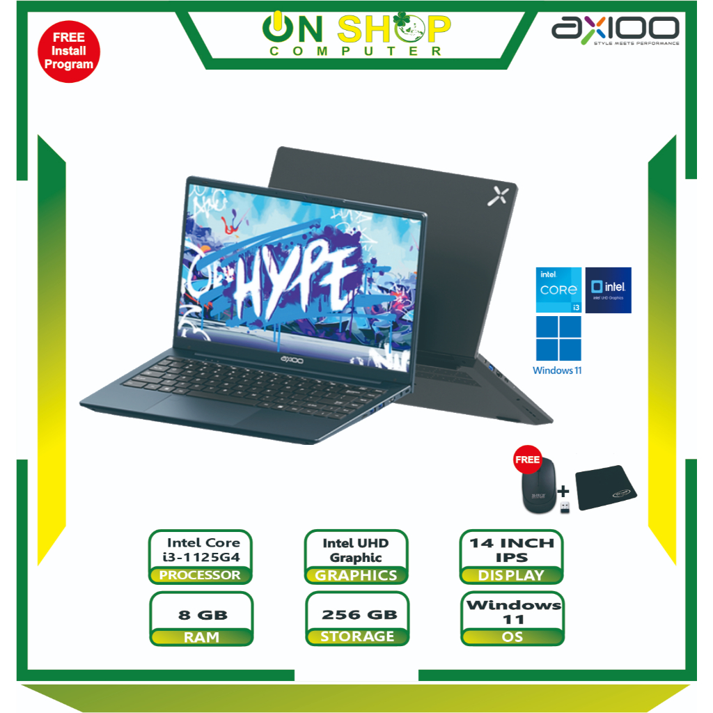 Axioo MyBook Hype 3 G11 Intel Core i3-1125G4/8GB/256GB/FHD IPS