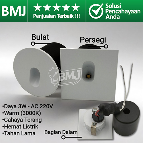 LAMPU TANGGA LED INDOOR 3W AC 220VOLT, LAMPU TANGGA DINDING LED, LAMPU DINDING TANGGA 3WATT, LED LAM