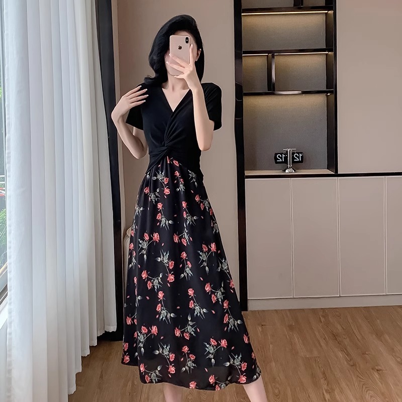 BIG SALE EMITA BLOOM baju pantai wanita floral dress hitam panjang party elegan midi dress jumbo