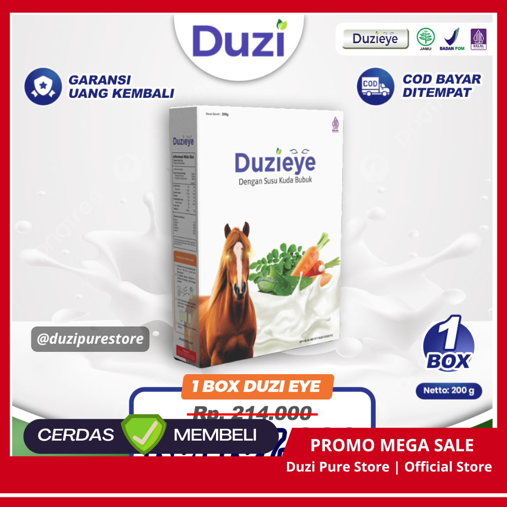 

ORIGINAL Duzieye - Duzi Eye Susu Kuda Lombok Nutrisi Kesehatan Mata Bubuk 200 Gram 1 Box