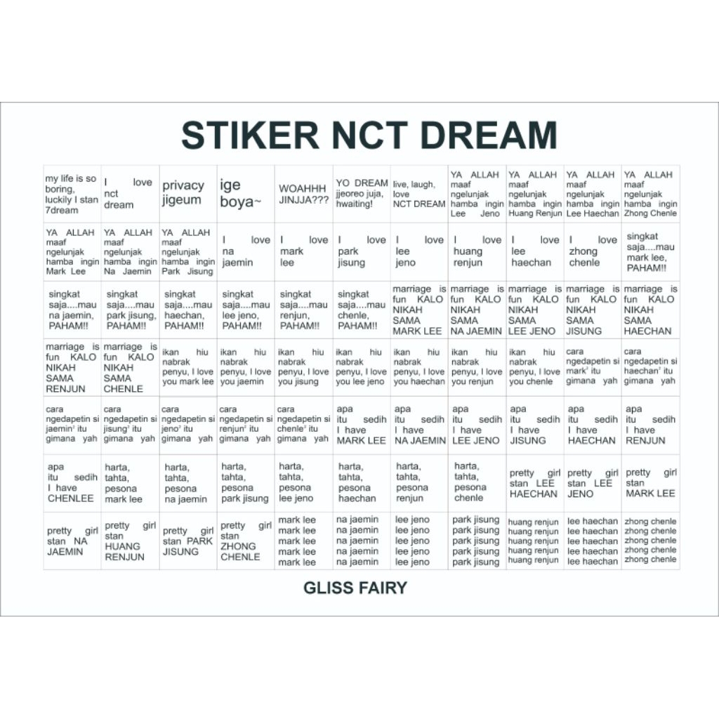

(isi 77Pcs) Stiker NCT Dream