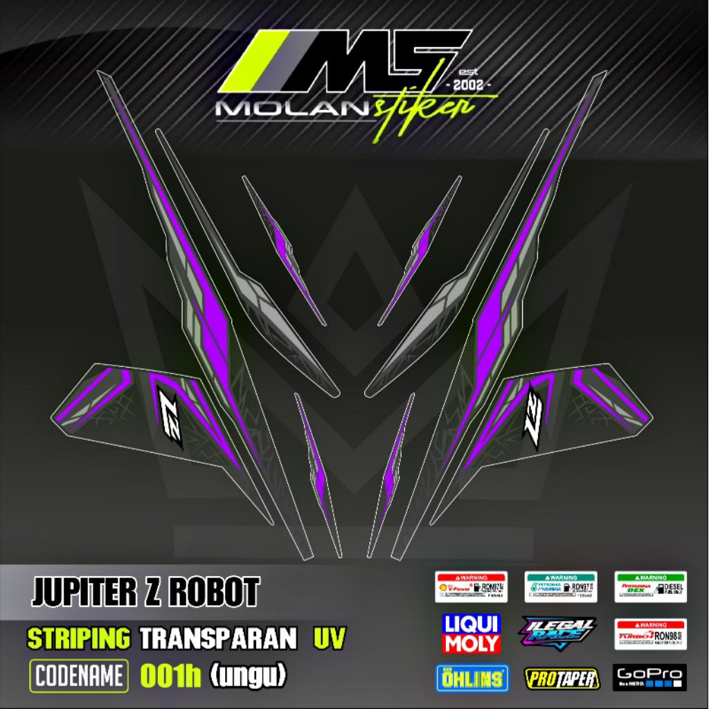 Decal Sticker Striping Variasi Transparan Uv Jupiter Z Robot 2010-2013 Lz 115 Lagenda Z Jupiter Rc D