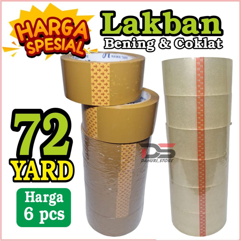 

HARGA SPESIAL LAKBAN BENING LAKBAN COKLAT LAKBAN MURAH 72 YARD ISI 6 PCS