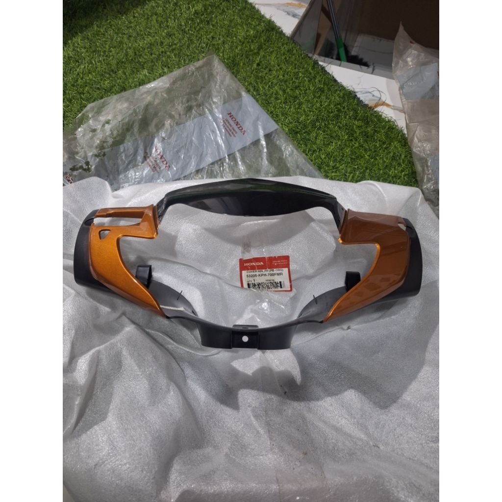 cover batok lampu depan honda supra x125 X 125 visor original ahm honda 53205-KPH-700FMR oren orange