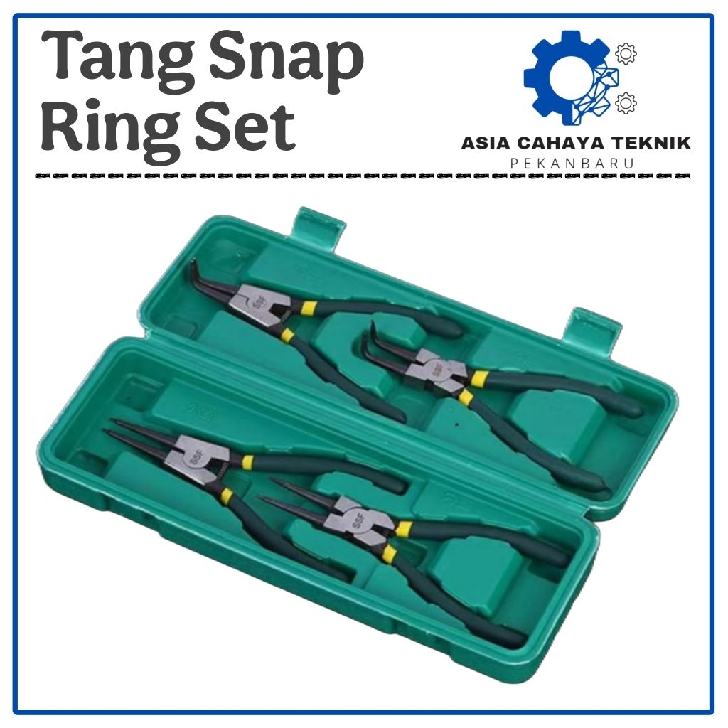 Tang Snap Ring Circlip Plier Lurus Bengkok Buka Tutup 7 Inch Set Box 4 Pcs