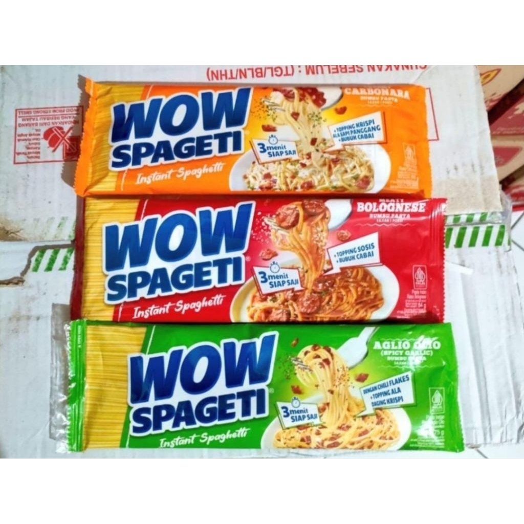 

WOW SPAGETI 100gr Ready 3 VARIANT RASA tulis di pesan untuk rasanya