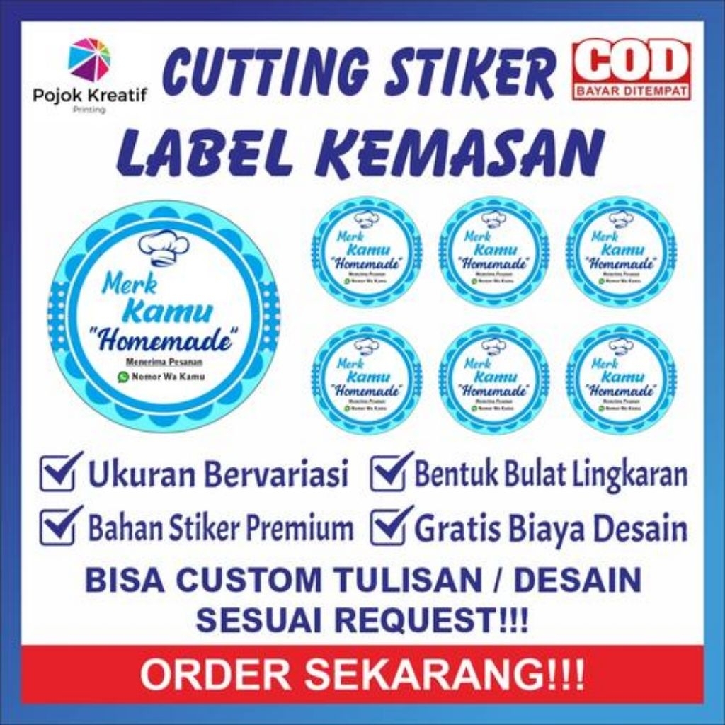 

CETAK STIKER LABEL MAKNANAN / STIKER MURAH FREE CUTTING/Stiker produk/labelmakanan/stiker