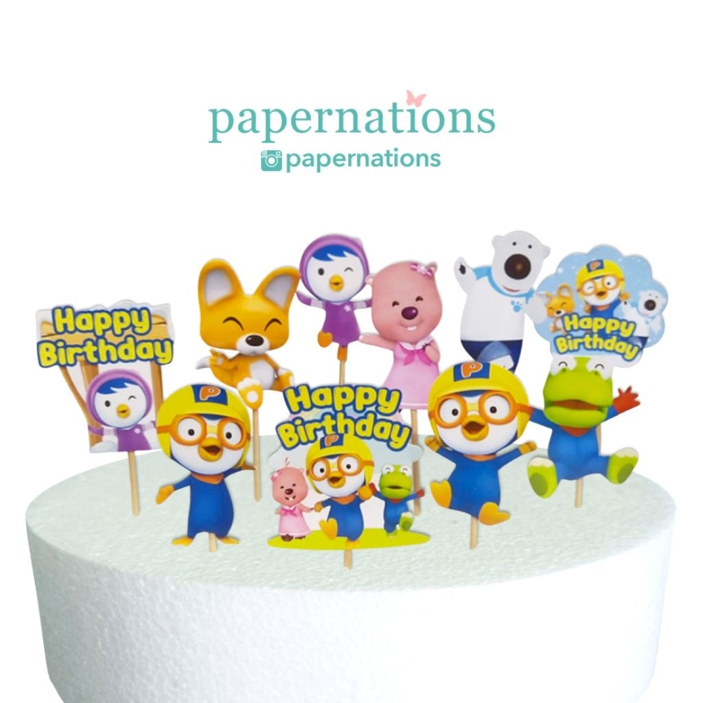 Cupcake Topper Pororo / Topper Pororo / Cake Topper Pororo / Birthday Topper Pororo