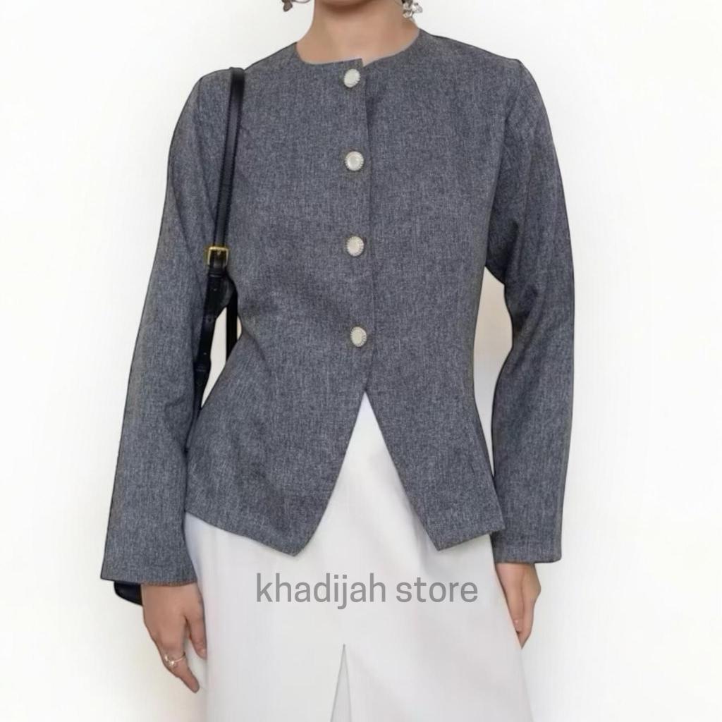 vii Ailee Long Sleeve Top Atasan Wanita Lengan Panjang Blazer Casual Wanita Korean Look Hijab
