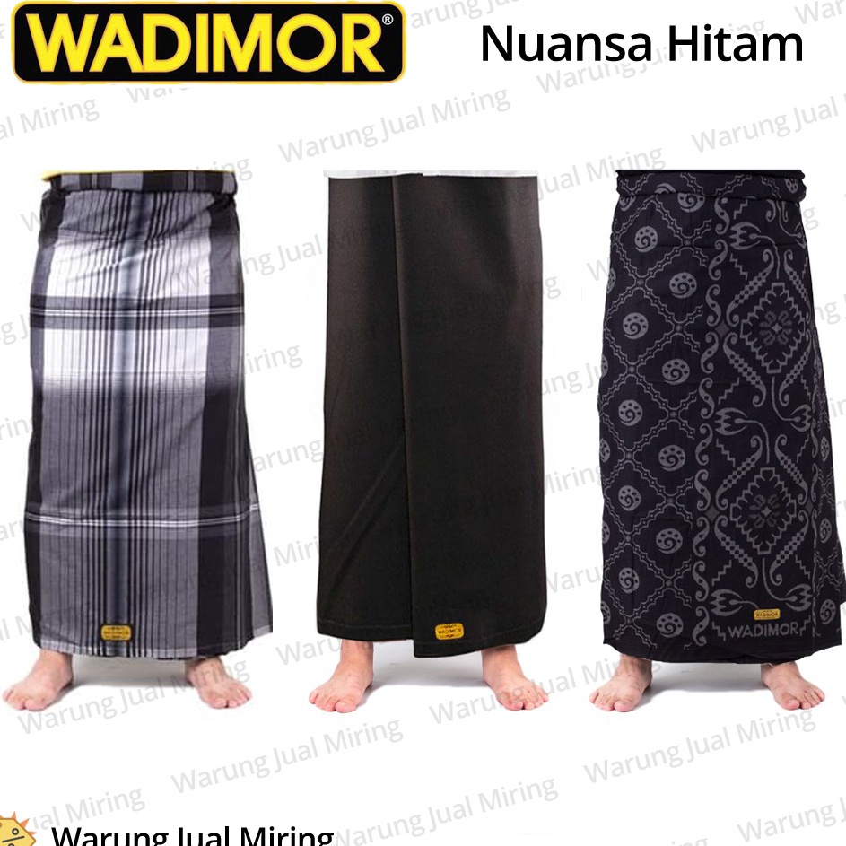 BISA COD  Sarung WADIMOR Hitam Motif Polos Kombinasi Garis Kotak Kotak2 Batik Bali Kembang Daerah In