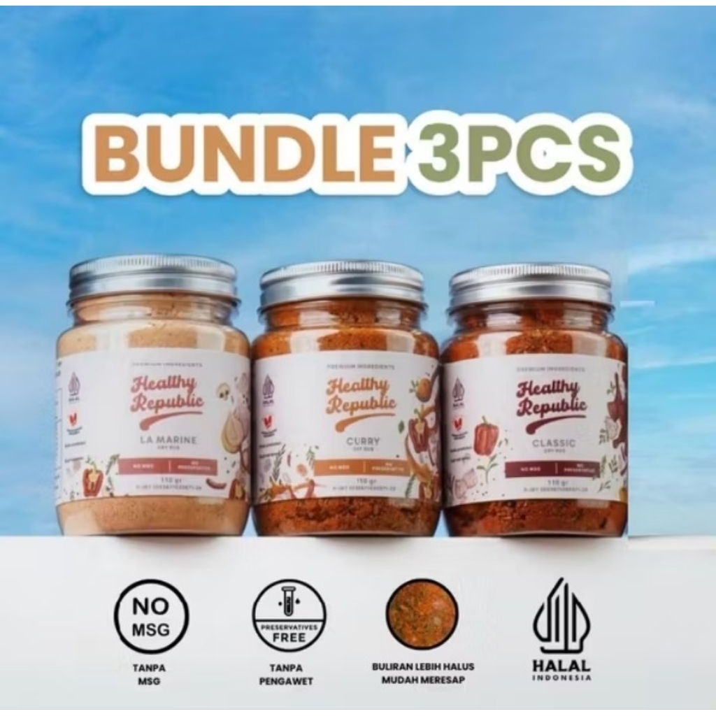 

(Bundling 3 pcs) healthy republic bumbu marinasi serba guna rendah kalori rendah lemak-Bumbu non msg-bumbu tanpa pengawet-bumbu masak diet-bumbu masak sehat