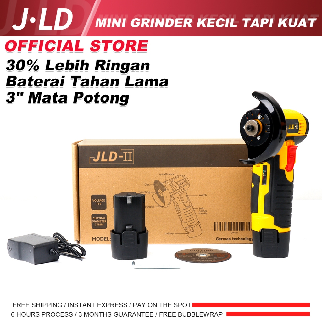 JLD [PROMO]Gerinda Mini 15Vf Brushless Baterai Lithium Tahan Lama Alat Potong/Poles Kayu/Besi Tanpa 