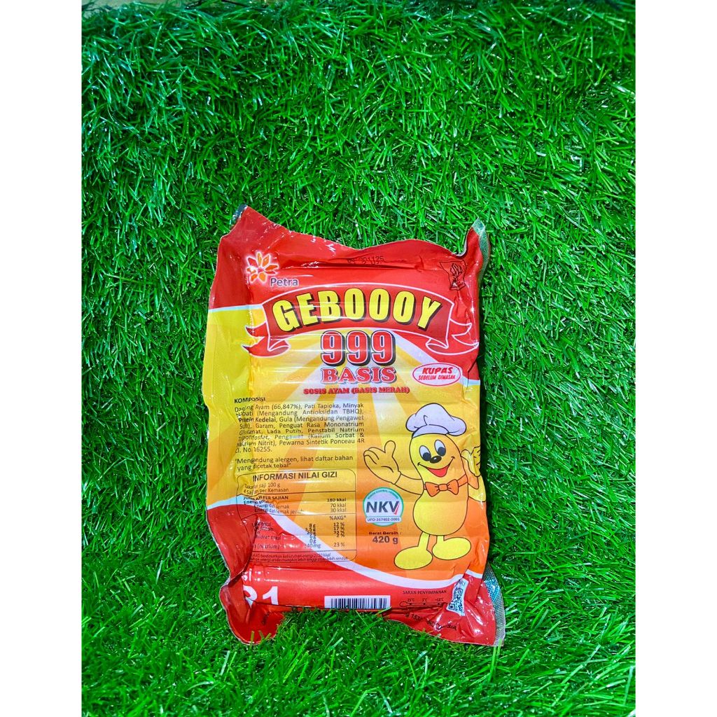

Sosis Petra Geboy 999 Basis ( Sosis Ayam Basis Merah) Berat 420