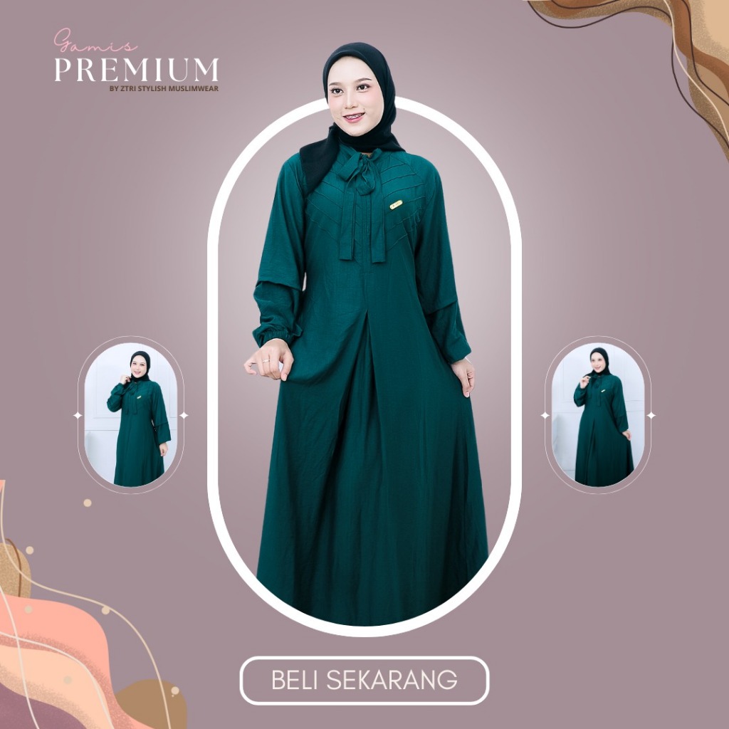 Gamis Lengan Balon Polos Dress Wanita Elegan Simpel untuk Pesta Kondangan