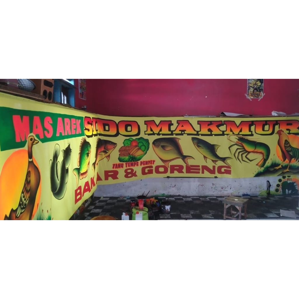 COD spanduk LUKIS KAIN HIJAU DAN KUNING Untuk Ukuran 3 METER