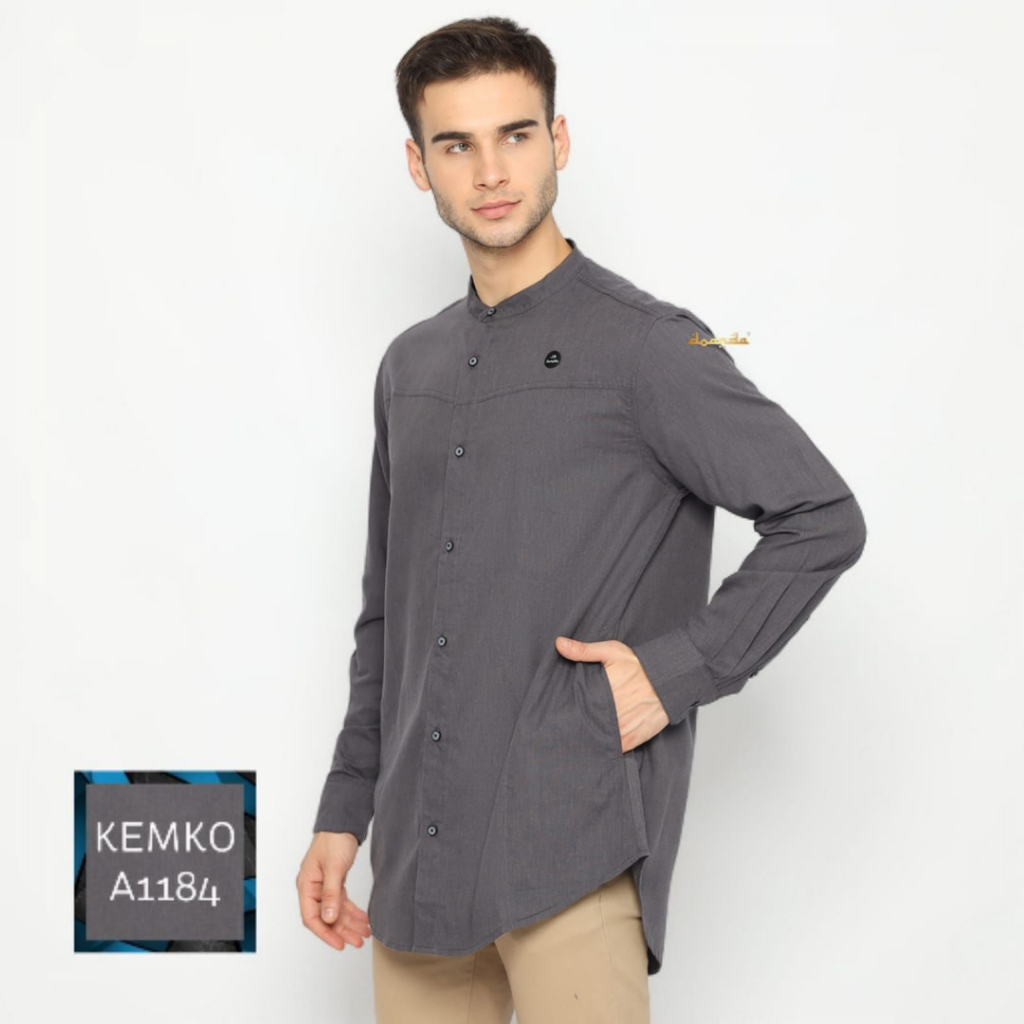 Doanda Baju Koko Pria Dewasa Lengan Panjang Regular Kemeja Muslim Katun