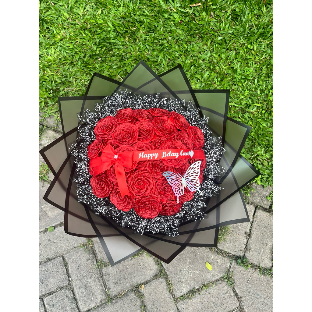 

buket pita satin dgn selempang tulisan pita + packing