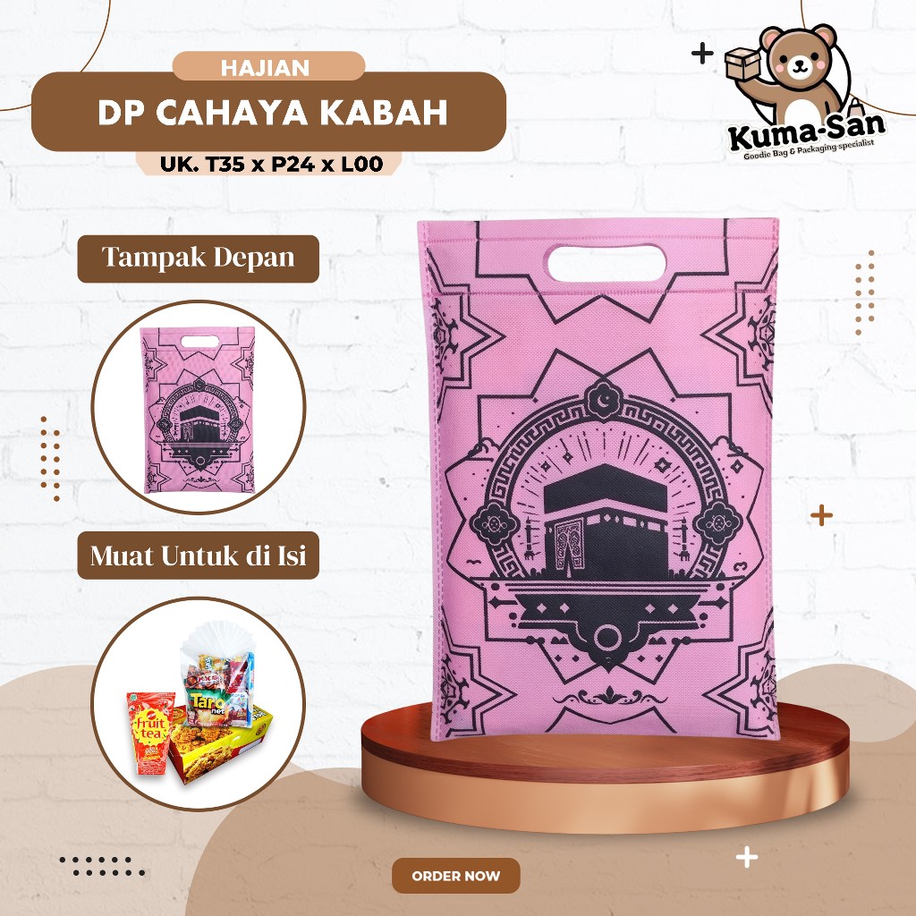 

KUMASAN Tas Spunbond Souvenir Haji Umroh Goodie Bag Haji Umroh Tas Bingkisan Haji 25x20
