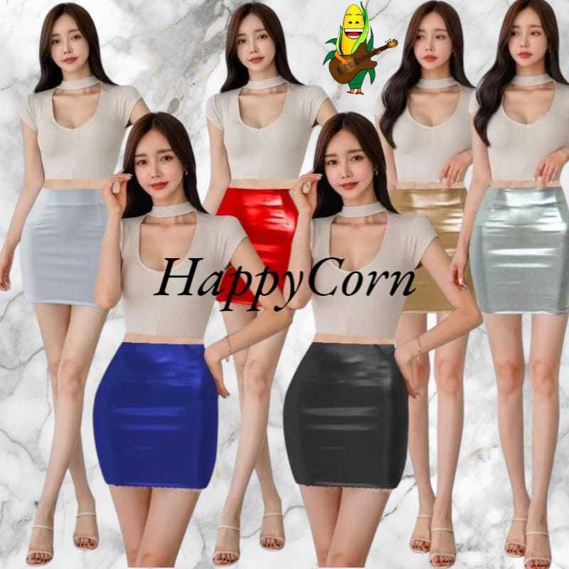 HappyCorn premium HC7031 Rok Span Pendek Latex Stretch premium / Rok Mini Latex premium / Rok Korean