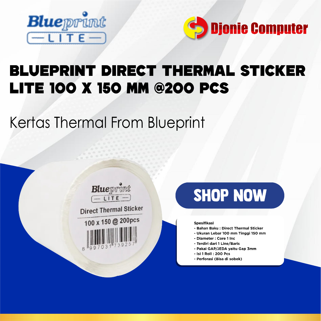 

Blueprint Direct Thermal Sticker Lite 100x150x1 Line @200pcs