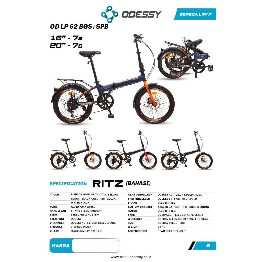 Sepeda lipat 20inch Odessy Ritz fold