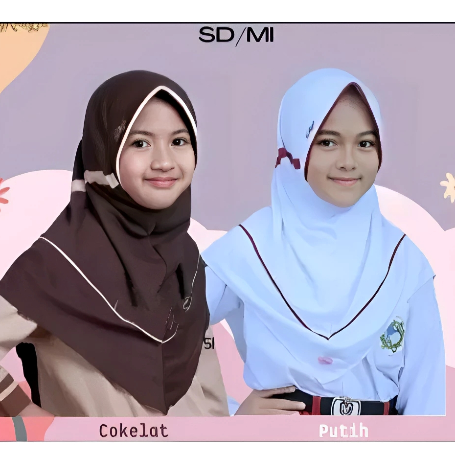 HIJAB ANAK SEKOLAH SD & TK TALI SERUT Belakang LIST KERUDUNG SEKOLAH SD TK UNTUK USIA 4 TAHUN - 10 T