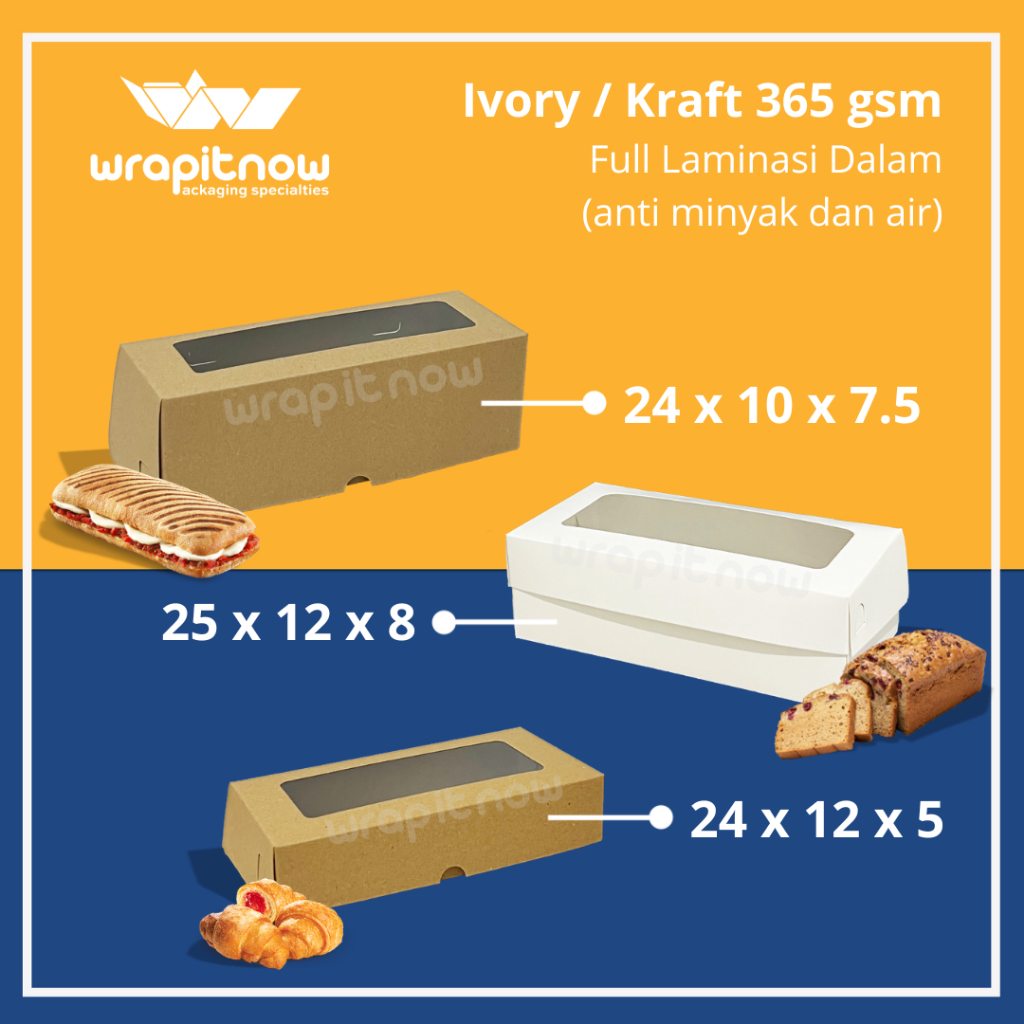 

Dus Kraft Ivory 25x12x8 Dus 24x12x5 Dus 25.3x9x8.5 Box Roti Sisir Bolu Gulung Pabrik Dus Murah