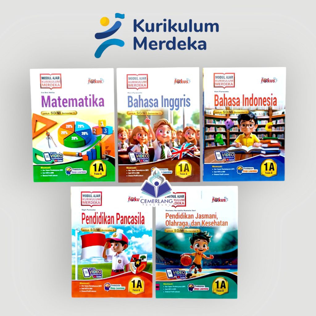 LKS FOKUS KELAS 1 SD KURIKULUM MERDEKA SEMESTER 1 DAN 2 MATEMATIKA BAHASA INDONESIA INGGRIS PPKN AGA