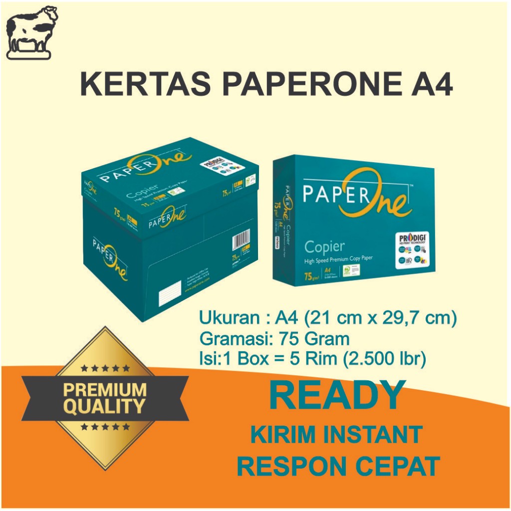 

Kertas Paperone HVS A4 1 Box (5 rim) Copier High Speed Premium Copy Paper