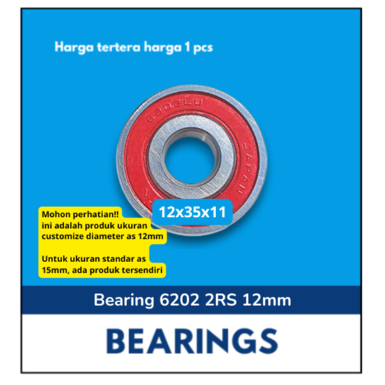 Bearing 6202 12mm 2RS N*N Japan Bering Tutup Karet Dua Sisi Klaher Laher Laker
