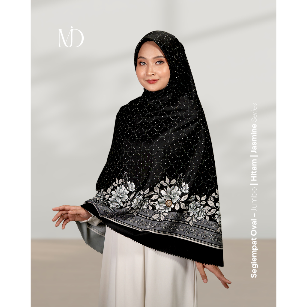 MUDY - Hijab Segiempat OVAL JUMBO Motif Jasmine Series