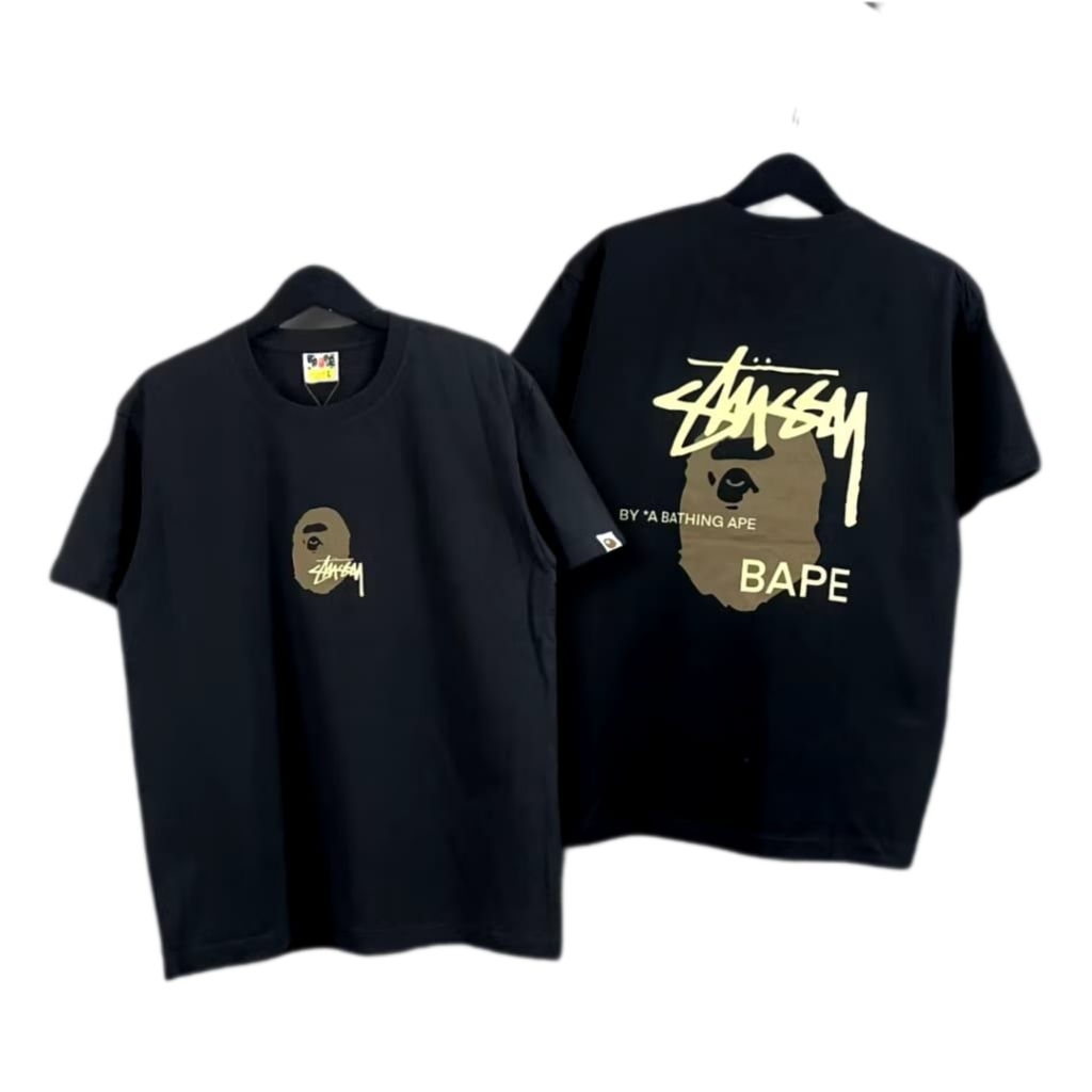 Kaos T-shirt Bape World land Stussy By A Bhating Ape Premium