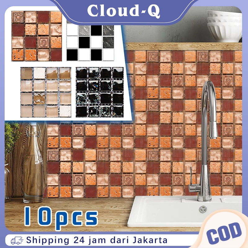 Lantai Kamar Motif Keramik 10 Pcs Sticker Keramik Lantai Wallpaper Dinding Perekat Kuat Sticker