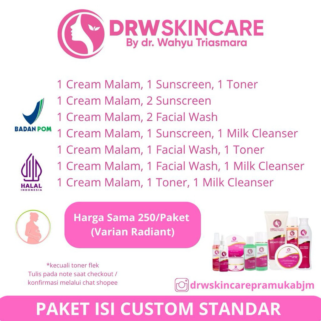 DRW SKINCARE PAKET CUSTOM STANDAR/KULIT NORMAL/KOMBINASI/BERMINYAK