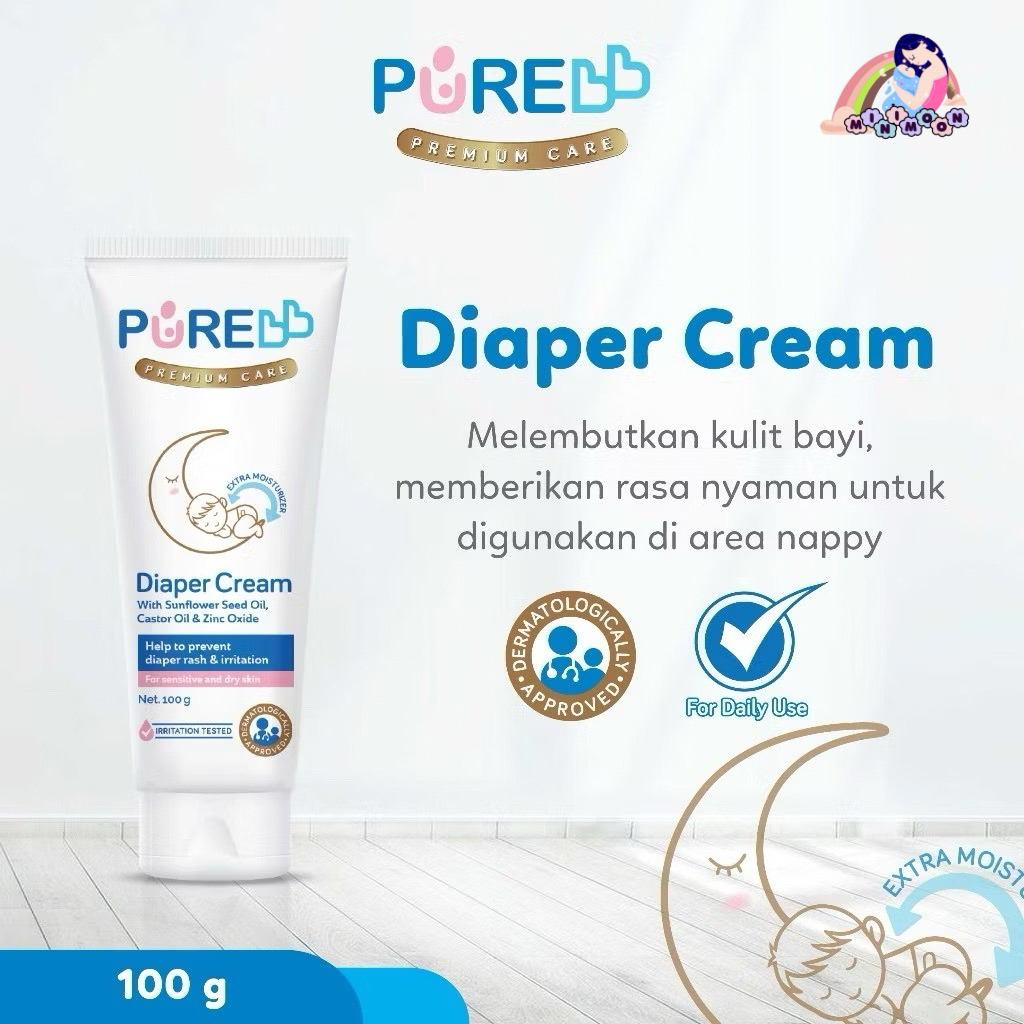 PUREBB DIAPER CREAM BABY 100 GR DAN 200 GR KRIM POPOK BAYI ANTI RUAM NEWBORN / AMAN UNTUK KULIT SENS
