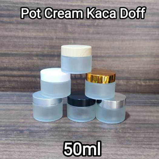 Pot Krim Kaca Doff 50gr  Pot Cream Kaca Doff 50ml Tempat Kosmetik Jar Pot Skincare 50ml Tutup Putih 