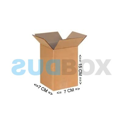 

Kardus karton box dus ukuran luar 7x7x15 cm bahan single wall