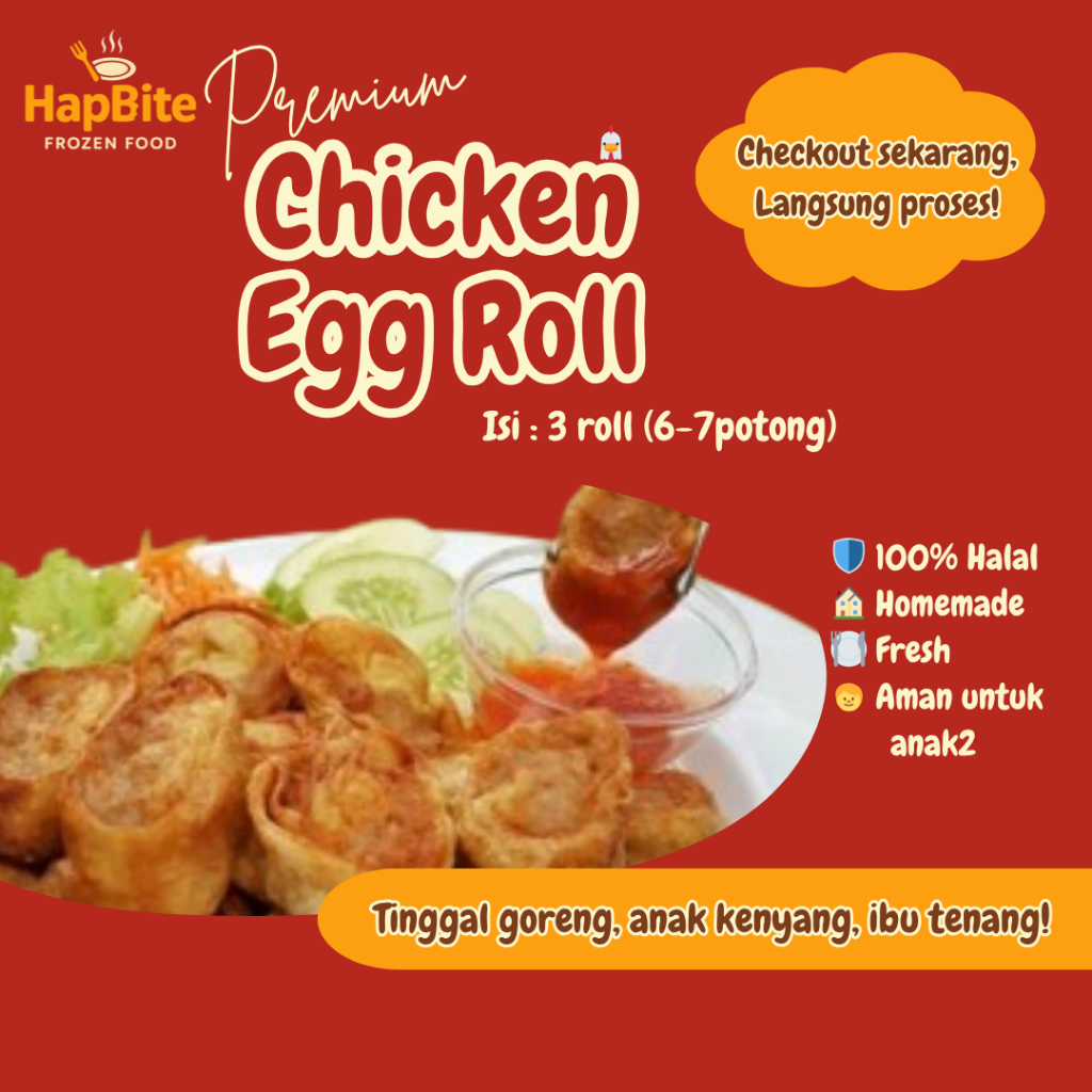 

Frozen Premium Jumbo Chicken Egg Roll Hokben Bento Ayam