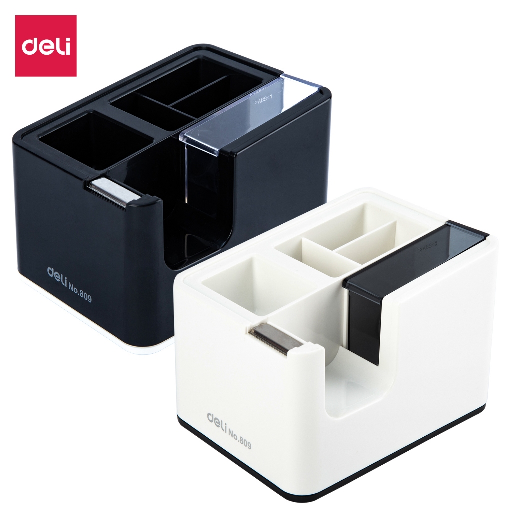 

BEST SELLER ORIGINAL TEMPAT PENSIL MEJA / PEN STAND + TAPE DISPENSER WARNA HITAM DAN PUTIH DELI NO 809
