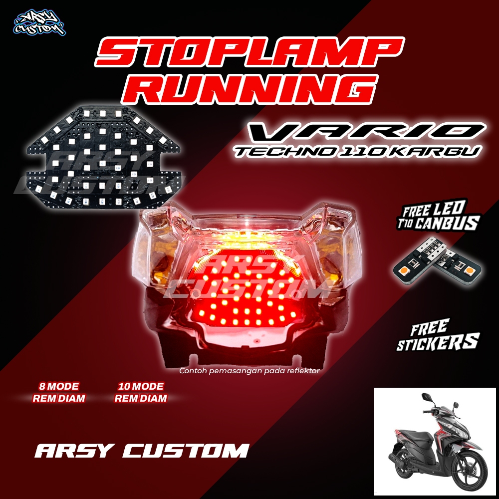 StopLamp Running Vario Techno 110 Karbu Auto Manual Lampu Led Rem Belakang Tailight